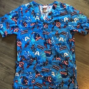 Captain America Women’s or Men’s Scrub Top XS